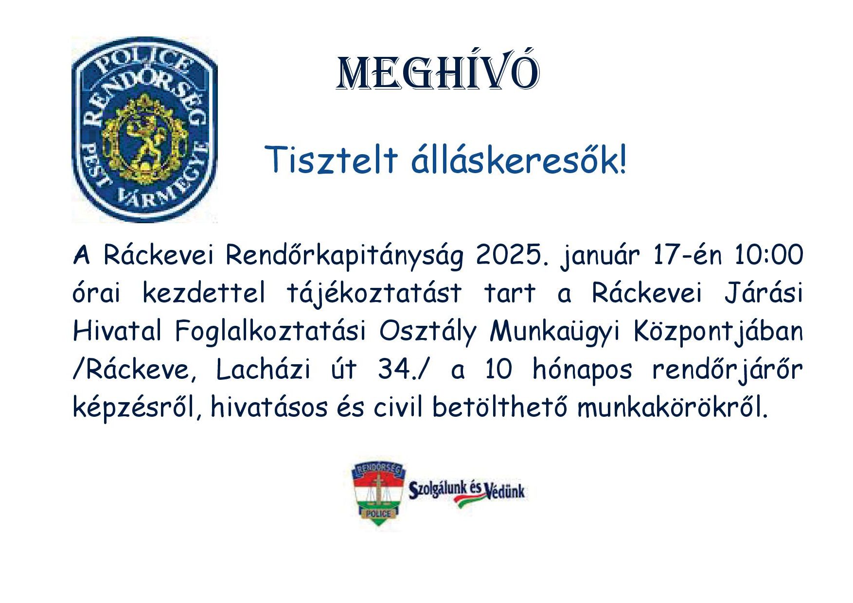 Meghívó álláskeresőknek 2025.01.17.