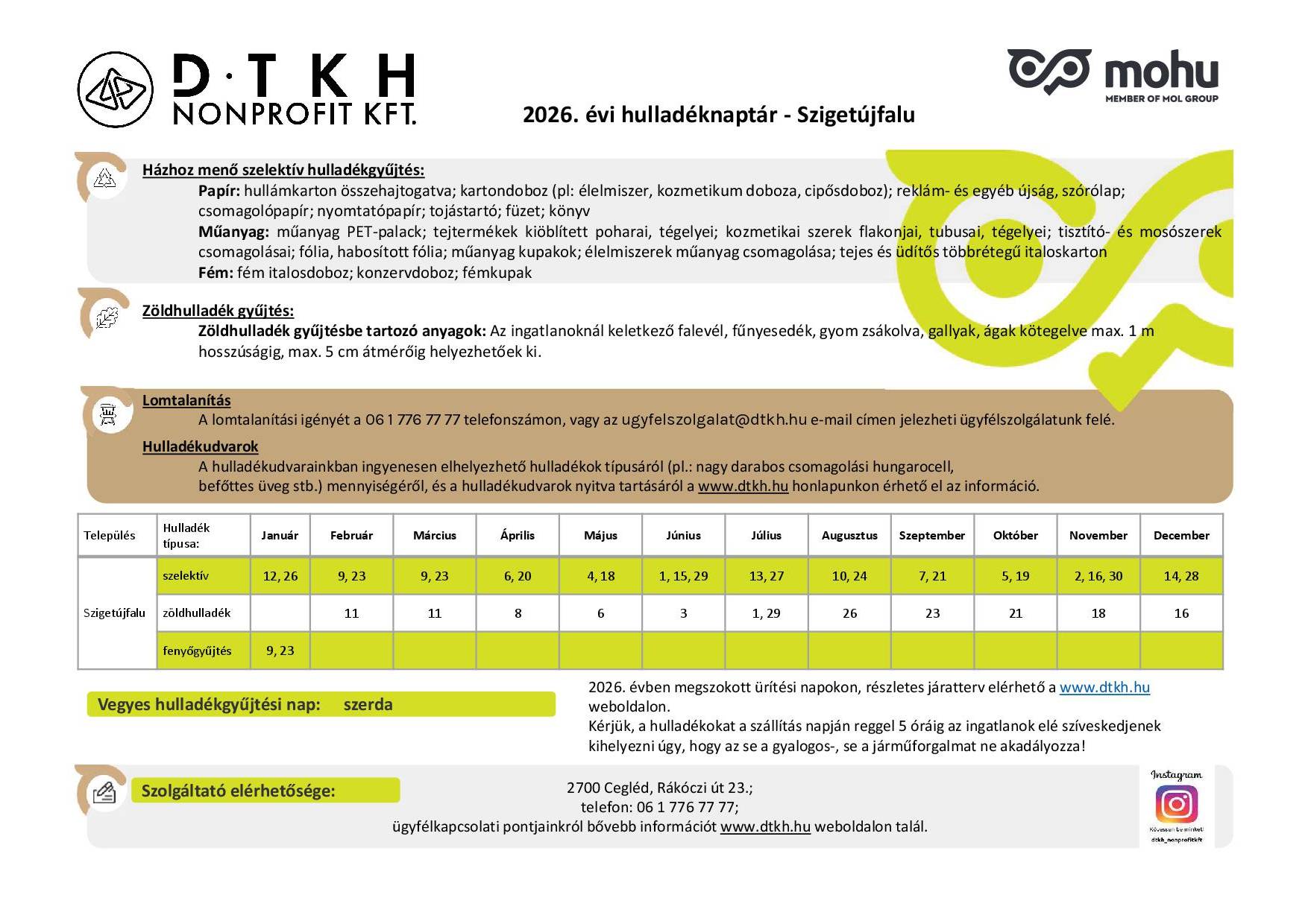 Hulladéknaptár 2026