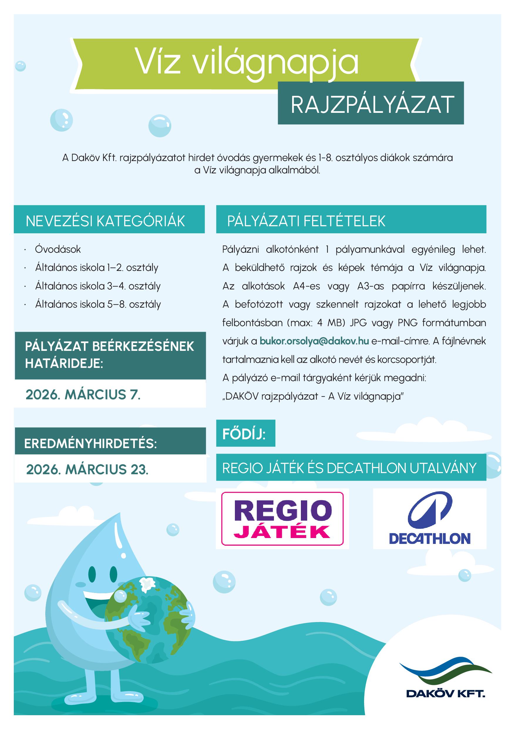 Víz világnapja rajzpályázat 2026