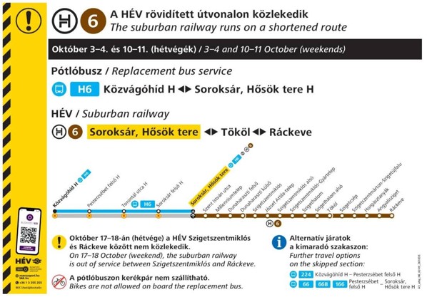 Pótlóbuszok a H6-os HÉV vonalán