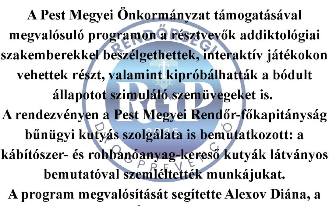 Drogprevenciós rendőrségi beszámoló
